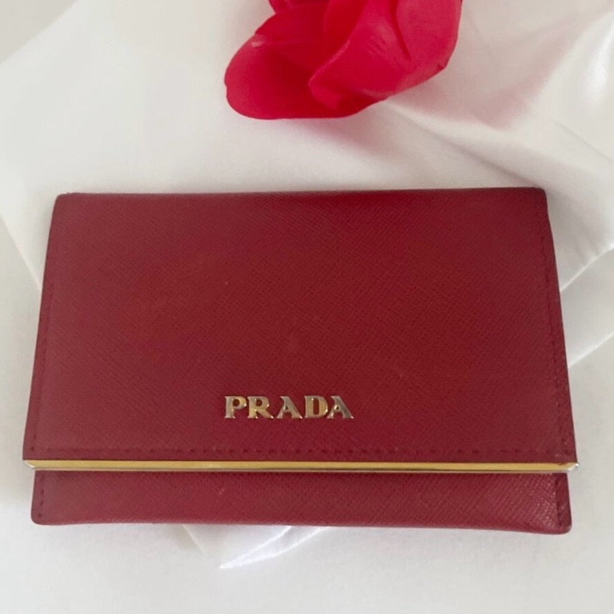 Prada Red Leather Card Holder